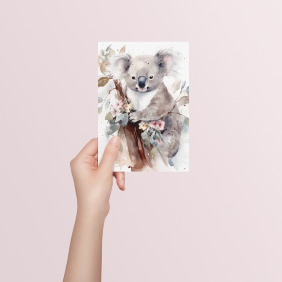 Watercolor Floral Koala Wall Art Illustration Print Poster Unframed - Picture 5 of 5